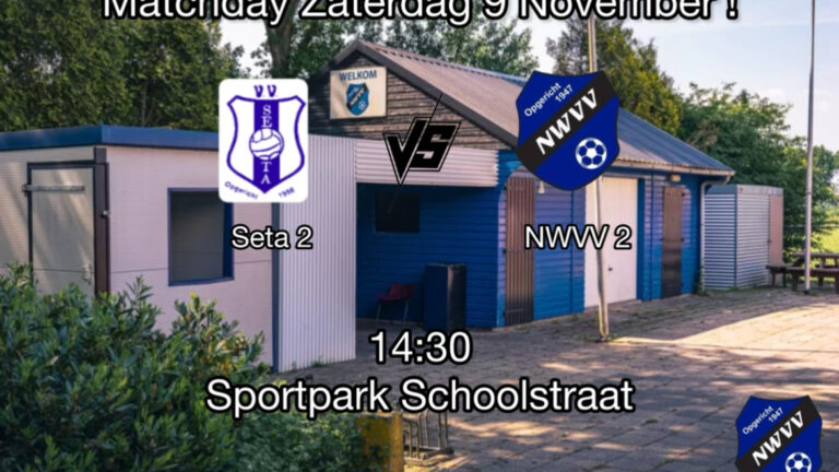 Zaterdag 9 November Seta 2 – NWVV 2